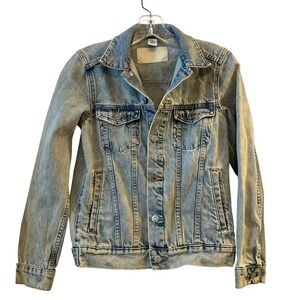 H&M &DENIM Light Wash‎ Acid Wash Denim Jean Jacket Womens Size 0